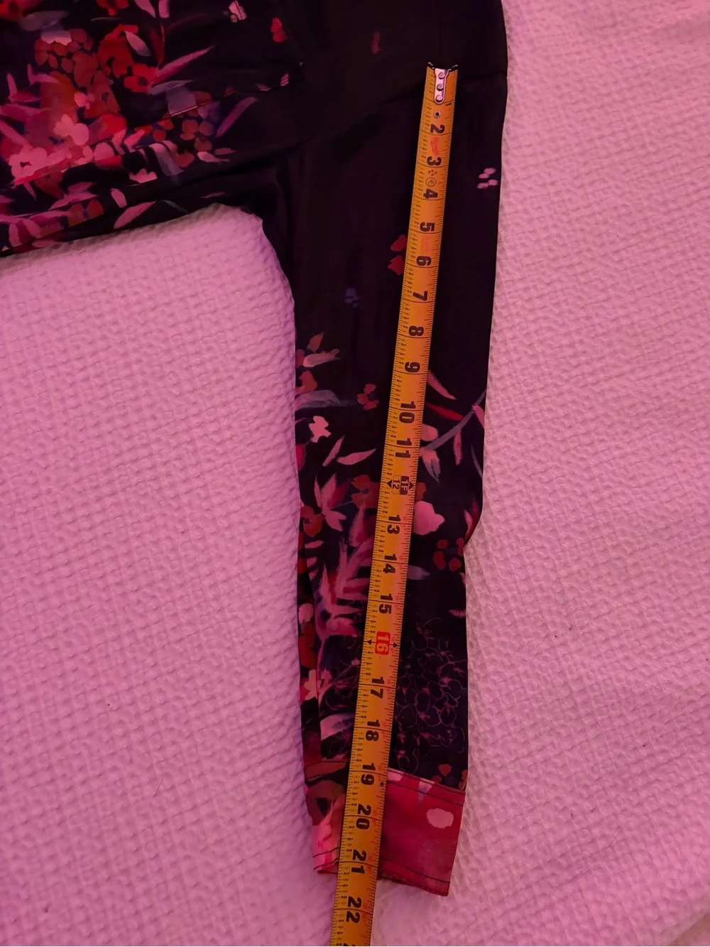 Anthropologie Silky Button Up Long Sleeve Black with pink and red floral Medium